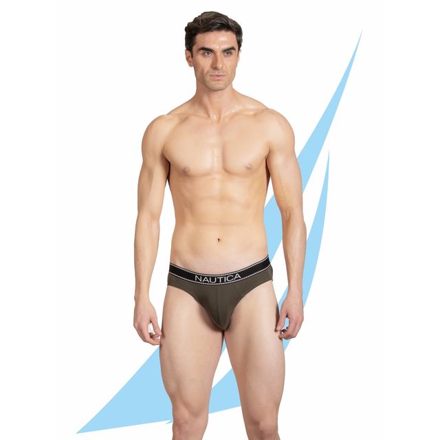 Nautica Men's - 1PP-RBF02 Rib Brief-05-S FNIT | Olive - S