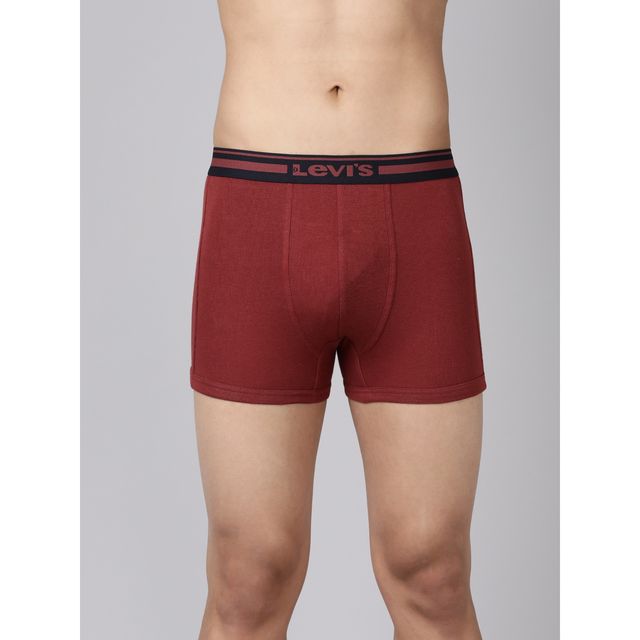 Levi's Innerwear Men's Solid Cotton Rib Ultrasoft Waistband | Light Grey and Red - XL