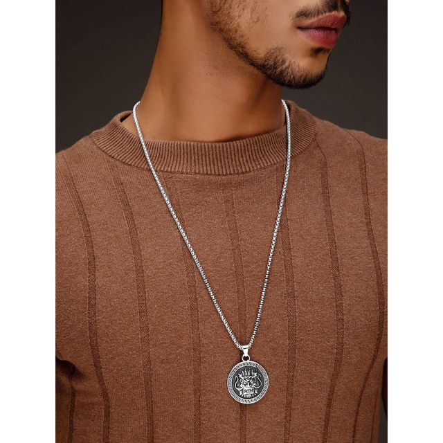 Rubans The Lifestyle Co Men Silver-Plated Black Tribal Chain