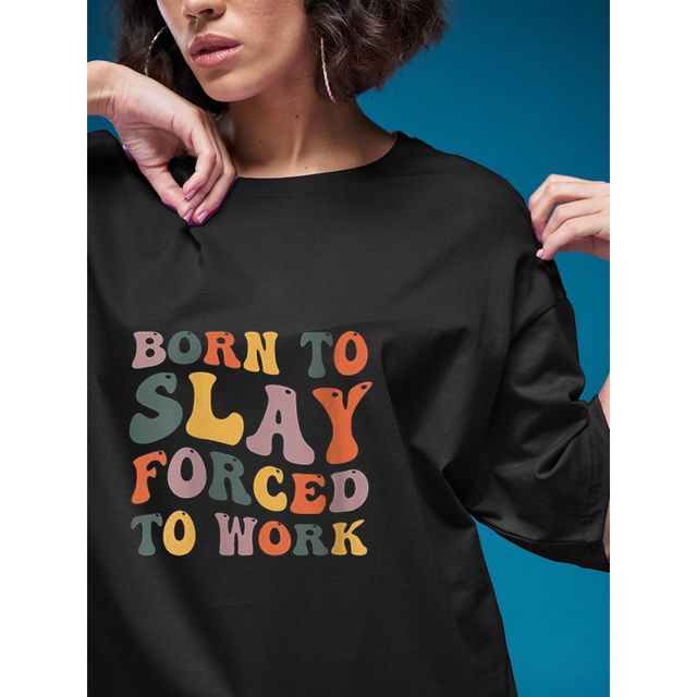Smartees Women's Oversize Printed T-shirt | WW - 2039 | Black - M