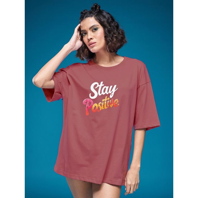 Smartees Women's Oversize Printed T-shirt | WW - 2034 | Onion Pink - XL