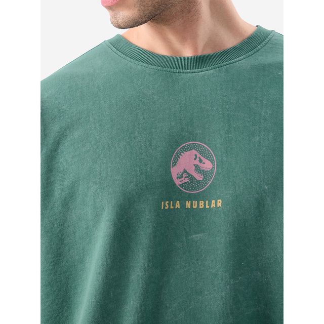 The Souled Store Men's Jurassic Park Prehistoric Paradise Vintage Oversized T-shirt | Green - S