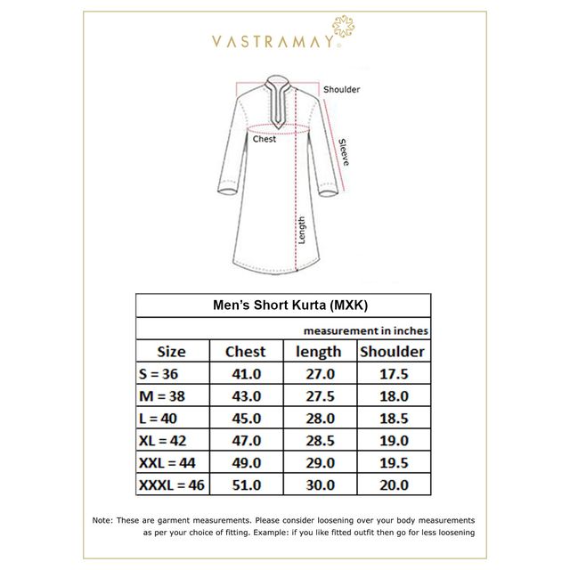 Vastramay Men's Black Cotton Blend Short Kurta | XL