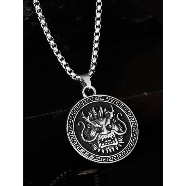 Rubans The Lifestyle Co Men Silver-Plated Black Tribal Chain