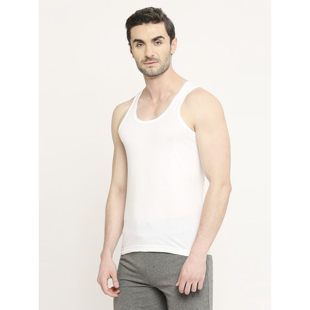 VIP Fresh 24/7 Cool Finish Cotton Vest for Men s | Round Neck Innervest for Men s | White | 100