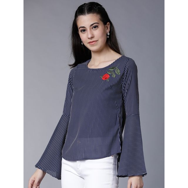 Tokyo Talkies Women's Casual Full Sleeve Printed Top | Multicolour - M