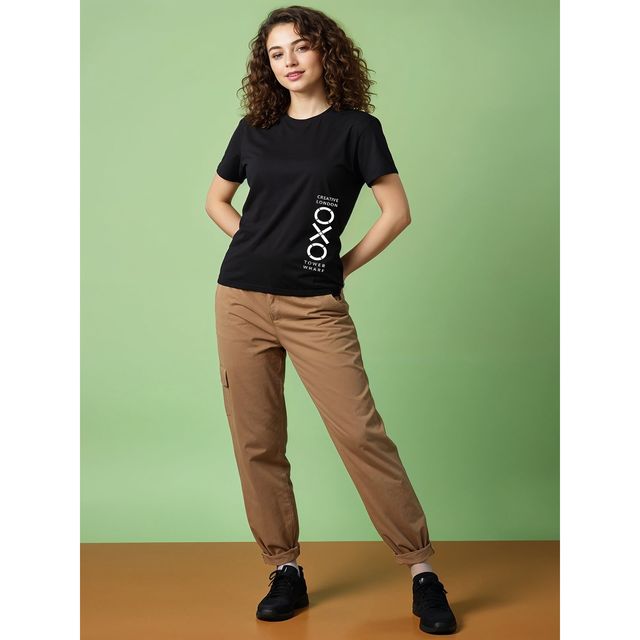 Smartees Women's Printed T-shirt | Black - XL