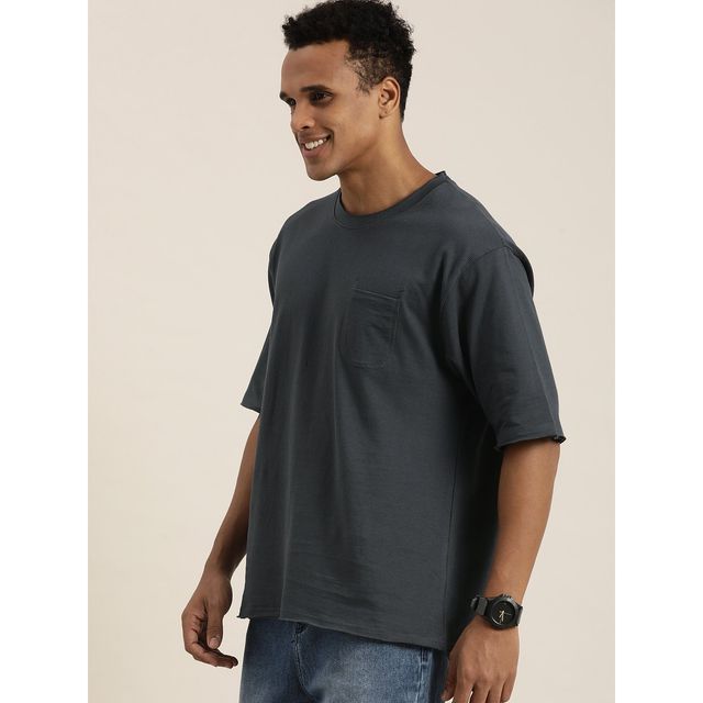 Dillinger Men's Pure Cotton Pockets Oversized T-shirt | Grey - XL