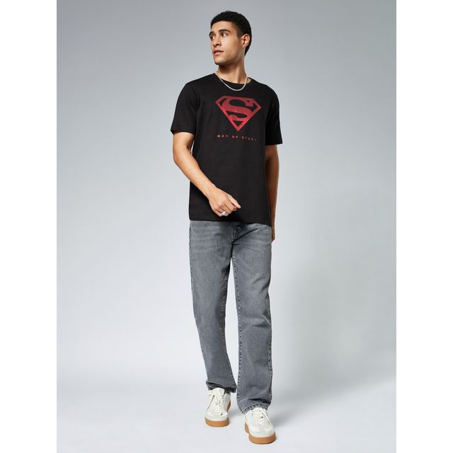 The Souled Store Men's Regular Superman - Iconic Emblem T-shirts | Black | XL
