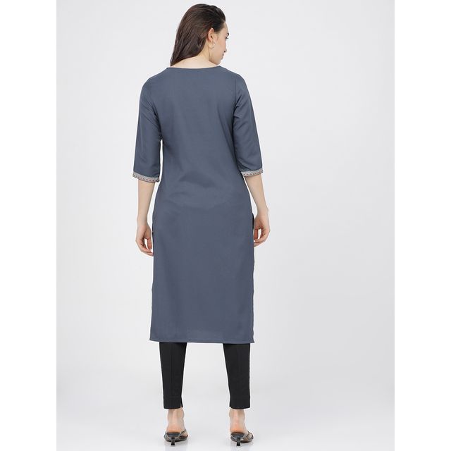 Ketch Women's Grey Ethnic Motifs Printed Kurta | Xl