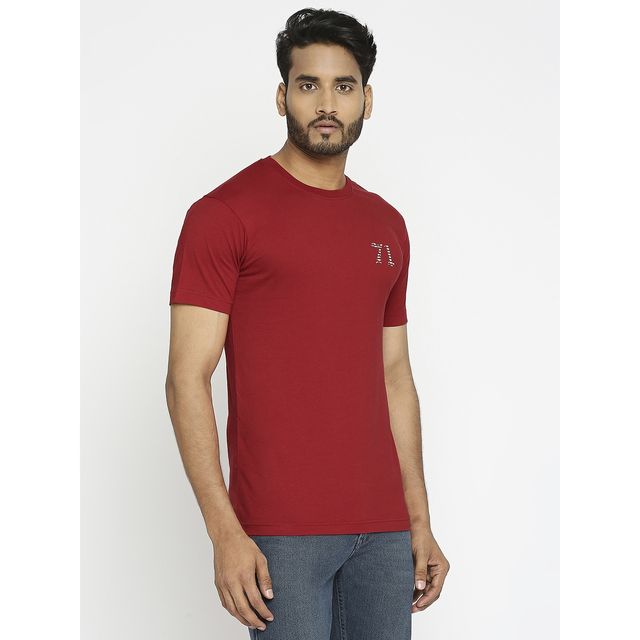 Vip Mens Round Neck T-Shirt Maroon 001 | M