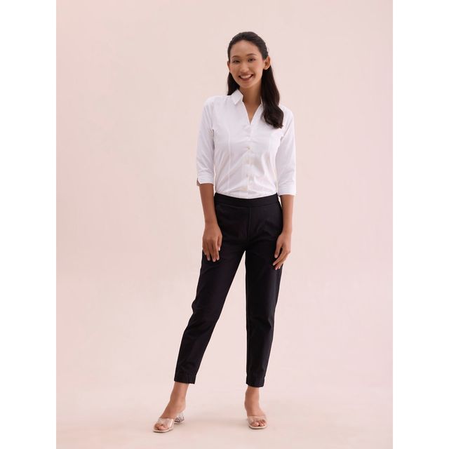 Go Colors Women's Solid Trousers | LT08 | Black - S