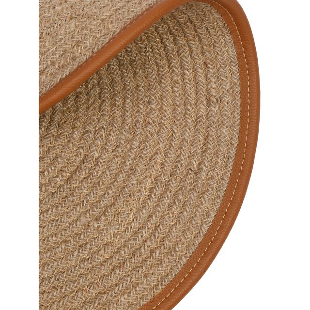 Hosta Homes Natural Jute Brown Leather Bounderied Reversible Table Place Mats | Tan | | Pack of 2