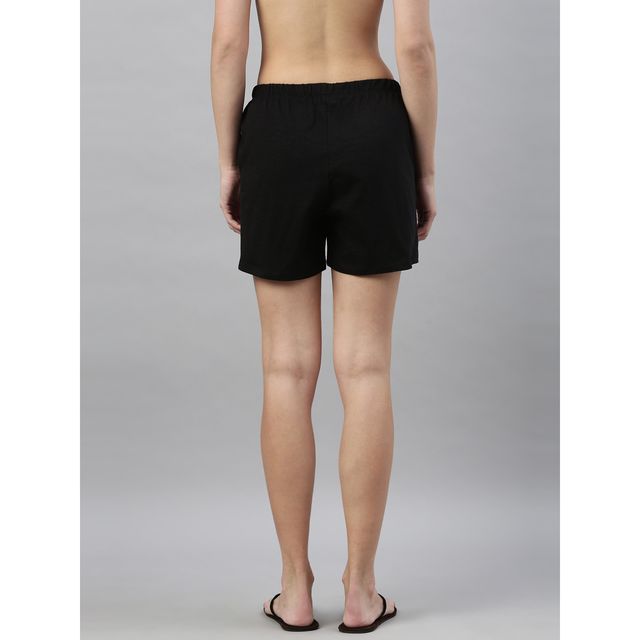 Enamor Essentials E062 Women s Mid-Thigh Length Jersey Shorts With Pockets | Black | M
