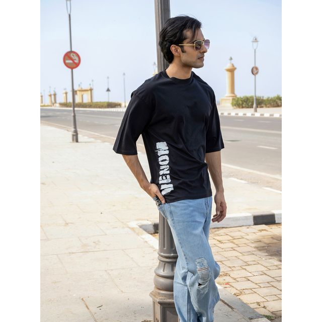 Bonorganik Men's Venom Oversize Front Print T-shirt | BON12024 | Black - M