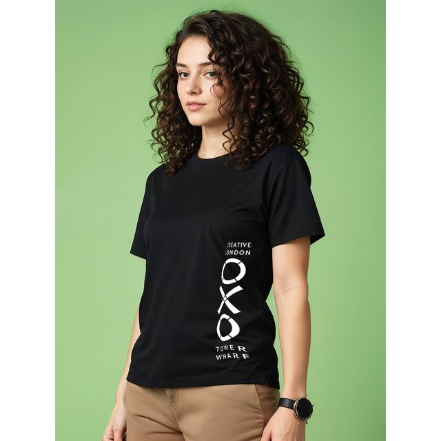 Smartees Women's Printed T-shirt | Black - XL