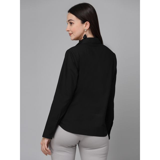 Style Quotient Women Black Cotton Blend Casual Long Sleeve Shirt | XL | SS23SQARUNA - Black