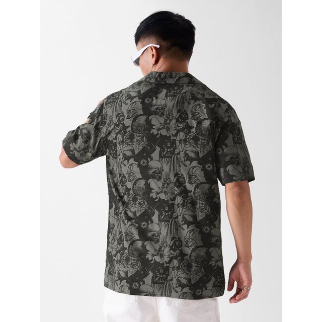 The Souled Store Men's Regular Star Wars - Darth Vader Pattern Holiday Shirts | Grey | XL