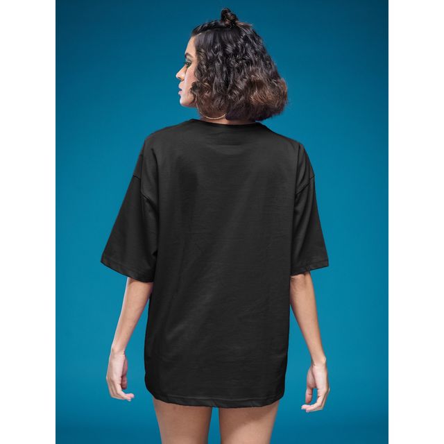 Smartees Women's Oversize Printed T-shirt | WW - 2039 | Black - M