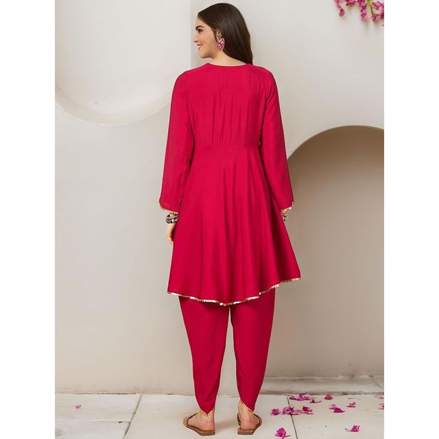 Ishin Women Cotton Kurta Set | INWKTAW24307 | Pink - S