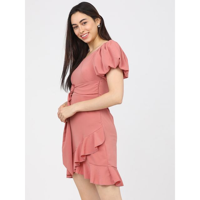 Tokyo Talkies Women's Below Knee Length Dress | Pink - L