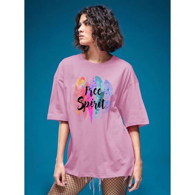 Smartees Women's Oversize Printed T-shirt | WW - 2033 | Pink - L