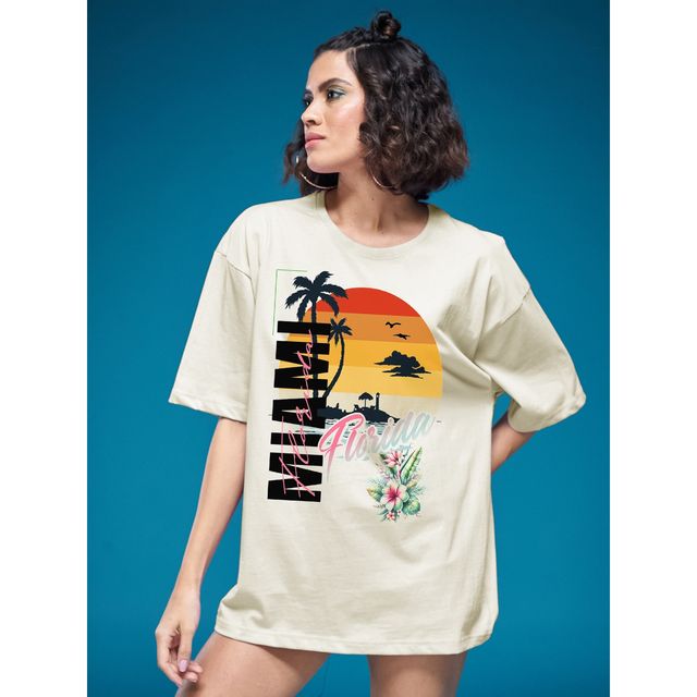 Smartees Women's Oversize Printed T-shirt | WW - 2058 | Skin - S
