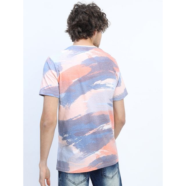Locomotive Men's Round Neck Short Sleeve Slim Fit Printed T-shirt | Multicolour - XL
