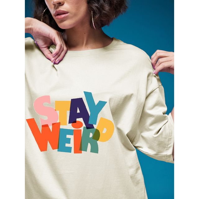 Smartees Women's Oversize Printed T-shirt | WW - 2037 | Skin - M