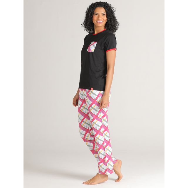 evolove Women's Pajama Set Black NPSKCBKW21 M5031-M