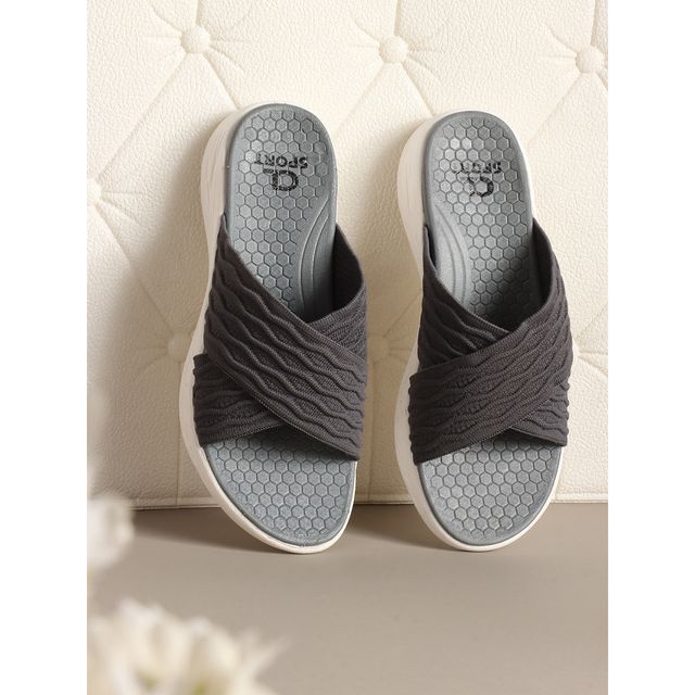 Carlton London Dark Gray Comfortable Women's Flip Flops | UK 8