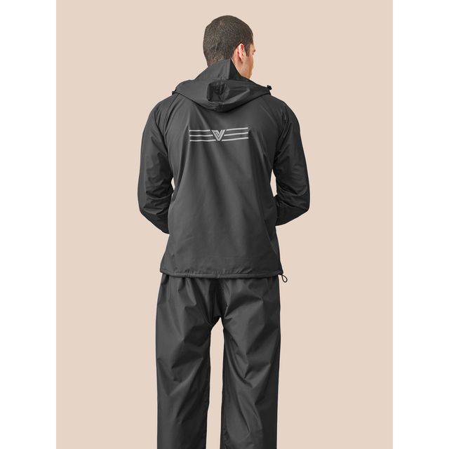 Lux Venus Lightweight Hooded Raincoat for Men With Waterproof Pant - Black | XL