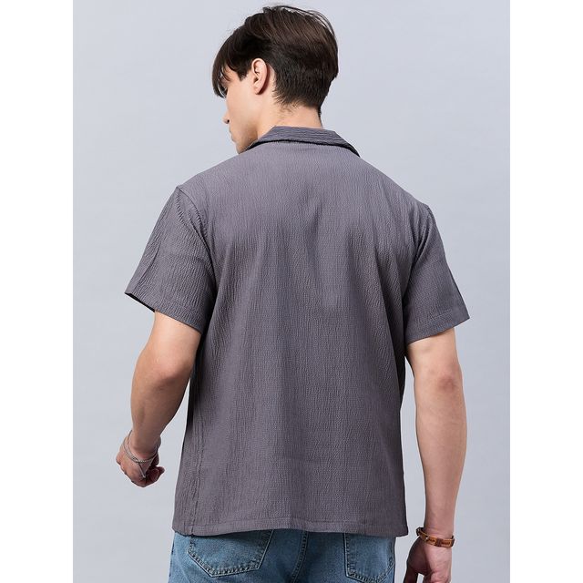 Style Quotient Men Self Design Dropped Shoulder Shirt | XL | SS24SQTIMBER - Grey