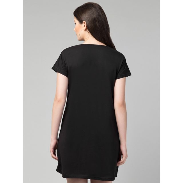 Fflirtygo Women's Cotton Sleep Tees Loungewear Gsn Black | S