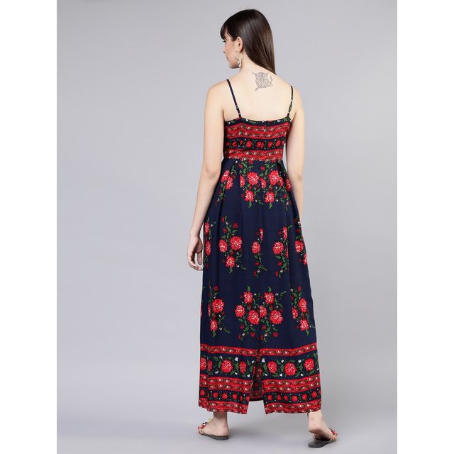Tokyo Talkies Women's Floral Print Maxi Dress | Blue - XL