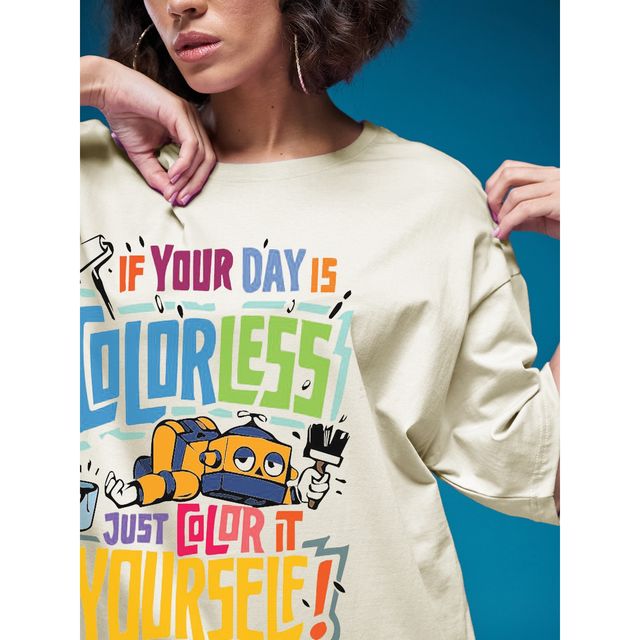 Smartees Women's Oversize Printed T-shirt | WW - 2063 | Skin - XL