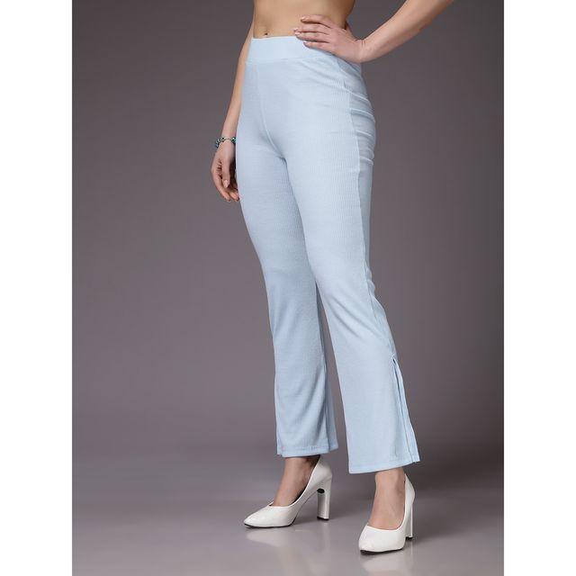 Freehand Women's Flare Solid Casual Flare Trouser | Delicate Blue - 28