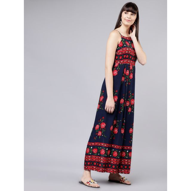 Tokyo Talkies Women's Floral Print Maxi Dress | Blue - XL