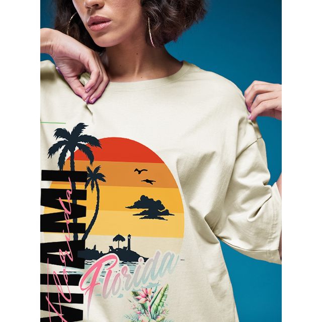 Smartees Women's Oversize Printed T-shirt | WW - 2058 | Skin - S