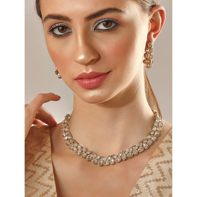Rubans Gold-Plated Handcrafted Kundan Jewellery Set