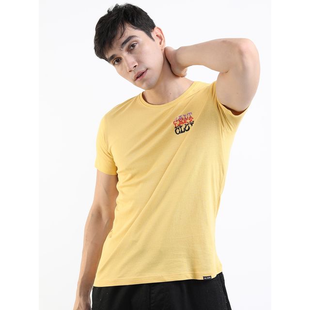 Highlander Men's Printed Slim Fit T-shirt - Light Yellow | XL