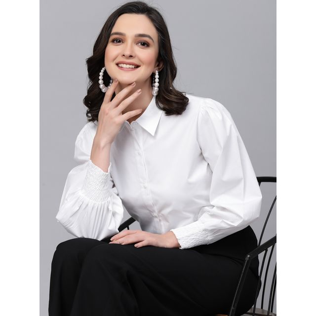 Style Quotient Women White Solid Regular Casual Shirt | S | SS23SQIVANKA - White