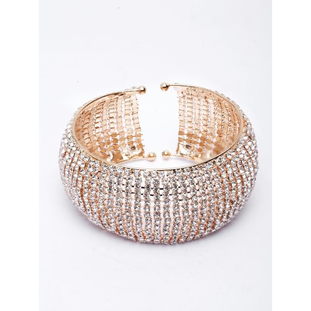 Shining Diva Fashion 18k Rose Gold Plated Crystal Cuff Bracelet for Women and Girls | 11430b
