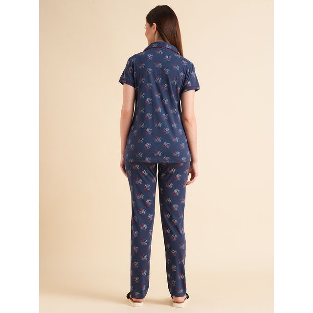 Sweet Dreams Women Printed Half Sleeves Pyjama Set Navy L