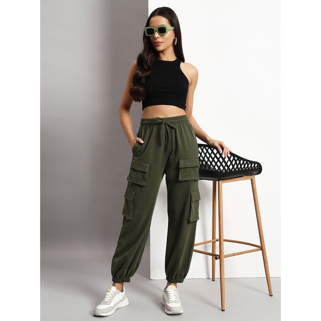 Q-rious Women's SkyTrek Cargo Joggers | LYM-CARGO | Olive - 34