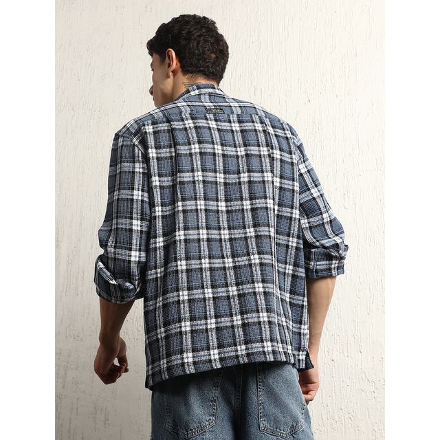 Hubberholme Men's Checked Double Pocket Cotton Oversized Casual Shirt | Multicolor - 38