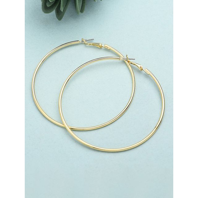 Accessorize London Women's Gold Mid Size Simple Hoop Earring - Gold