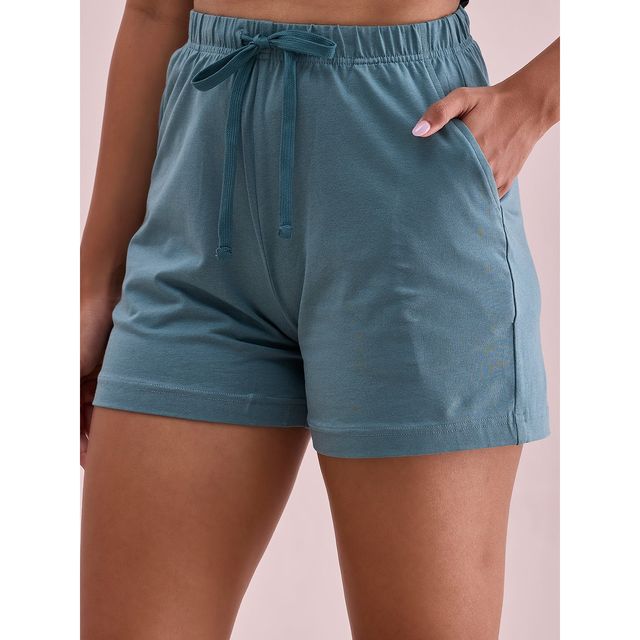 Go Colors Women's Solid Mid Rise Casual Shorts | Ocean Green - S