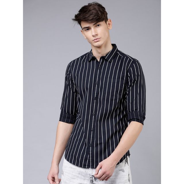 Highlander Men Slim Fit Striped Pure Cotton Casual Shirt | Multicolor | S