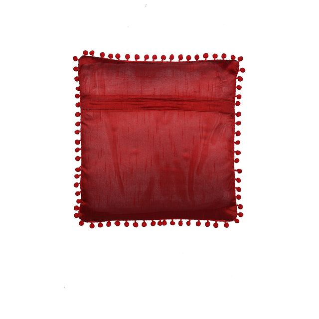 Hosta Homes Soft Velvet Pom Pom Pattern Red Cushion Covers | Pack of 5